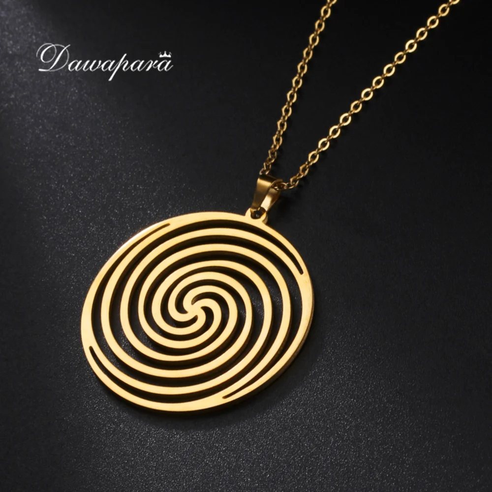 Dawapara Hollow The Illusion of Amulet Pendant Necklace Geometric Hypnosis Talisman Stainless Steel Jewelry