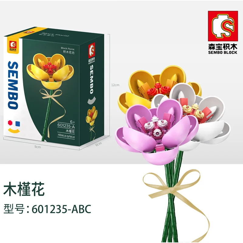 Sembo Blocks MOC Beautiful Flower Bouquet Roses Tulips Model Building Bricks Kids Present Valentine's Day Birthday Girls Gift