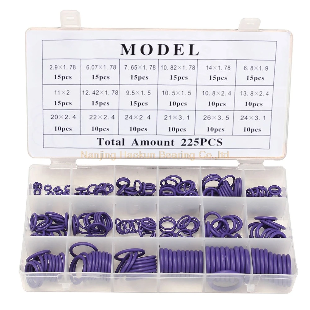 New 225pc Seal O-ring Gaskets Set Air conditioning Rubber Washer Assortment for R22 R134a  Purple Standard Parts