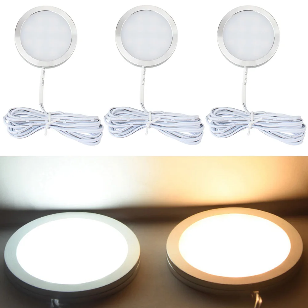 

10-1pcs Under Cabinet Lamp 2W DC12V Aluminum LED PUCK LIGHT for Bedroom Closet Showcase Wardrobe Cupboard Bookcase Nightlights