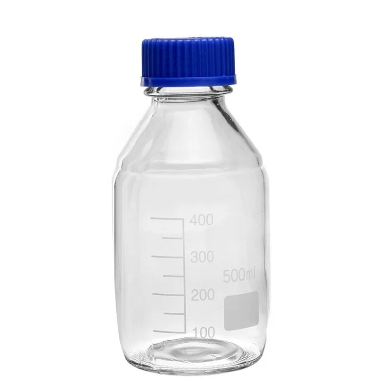 100ml 250ml 500ml 1000ml Clear Laboratory Borosilicate Glass Reagent Bottle with Screw Blue Lid