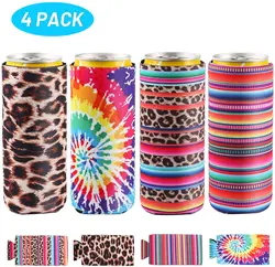 4pack Slim Can Coozie,Cooler Bags,Slim Can Holder Beer Cooler Bags Fits 12oz Slim Energy Drink&Beer Coozie Wine Bags Wine Cooler