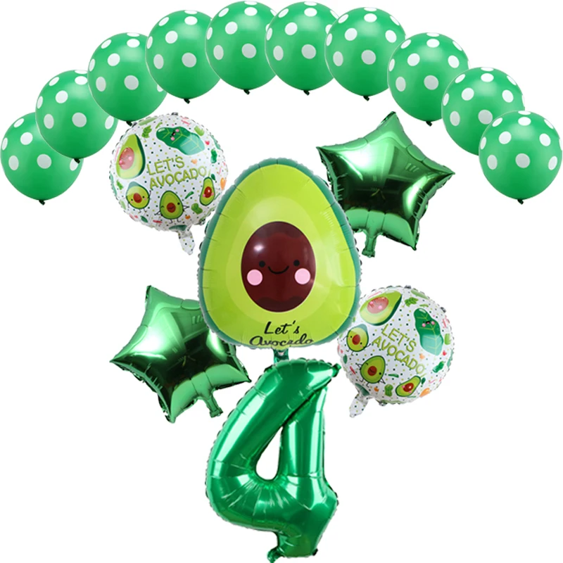 16pcs Green Avocado Shaped Aluminum Foil Balloon Fruit Party Food Festival Children\'s Birthday Party Decoration Globos