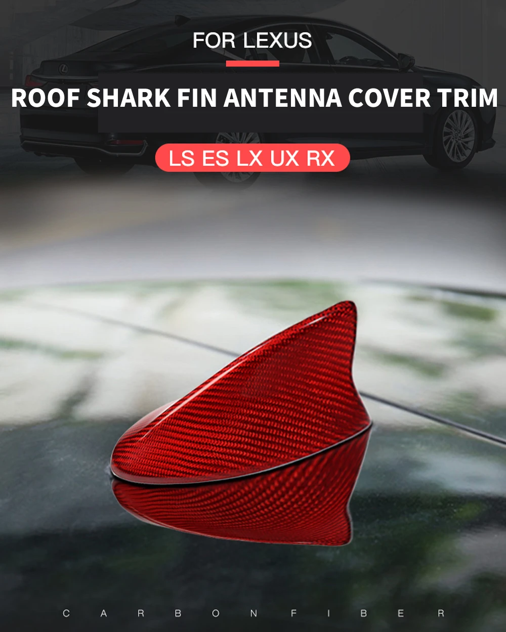 For Lexus LS ES LX NX IS CT RC UX LM RX Accessories Real Carbon Fiber Car Roof Shark Fin Antenna Cover Aerials Decoration Trim