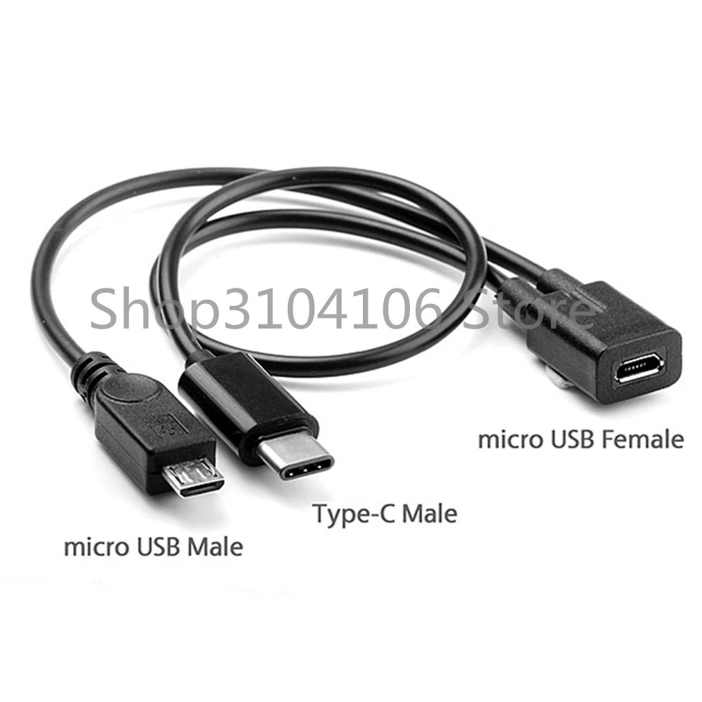 AT 1 Buah Micro USB 2.0 Splitter Y 1 Perempuan untuk 2 Laki-laki Kabel Data Kabel Ekstensi untuk Telepon Kualitas Tinggi Sync Kabel Data