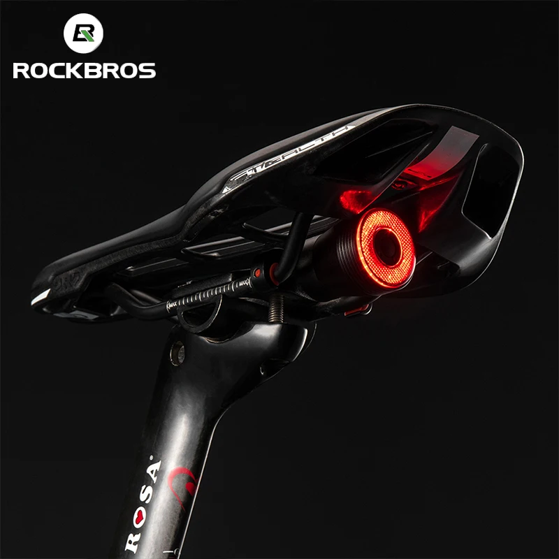 ROCKBROS Intelligent Bicycle Lights Brake Warning Sensing Auto Start/Stop IPX6 IPx6 Waterproof Cycling Taillight Bike Light