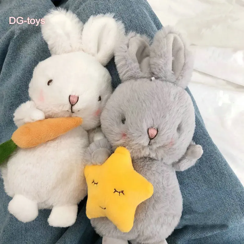 DG Toys Cute Fluffy Hair Angora Rabbit Plush Toy Long Plush Hug Star Carrot Short Ears Bunny Plushies Birthday Gift