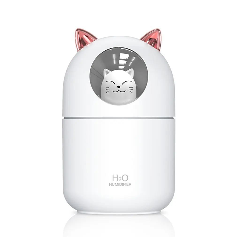 2021 LED Light Cartoon Cat Design Cool Mist USB Humidifier Ultrasonic Ultra-Quiet Humidifier For Kids Nursery Bedroom