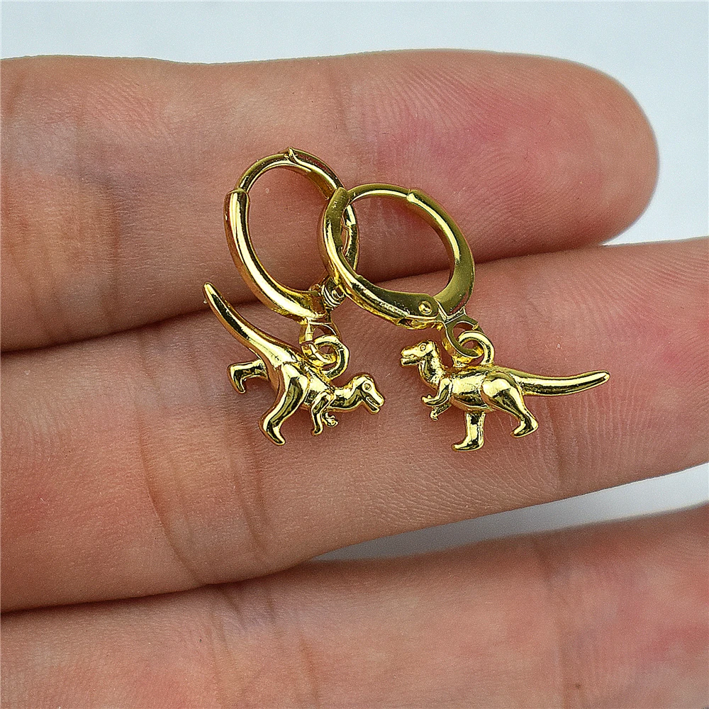 2021 new eIectropIating AAA micro inIaid cute and SmaII AnimaI Dinosaur Earrings JeweIry women's Gift Men's gift