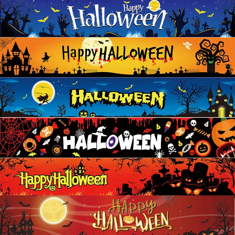 50x300cm 2021 NEW Halloween Decoration Party Banners Props Deco 2021 New Happy Halloween Gift For Kids Home Outdoor Ornaments