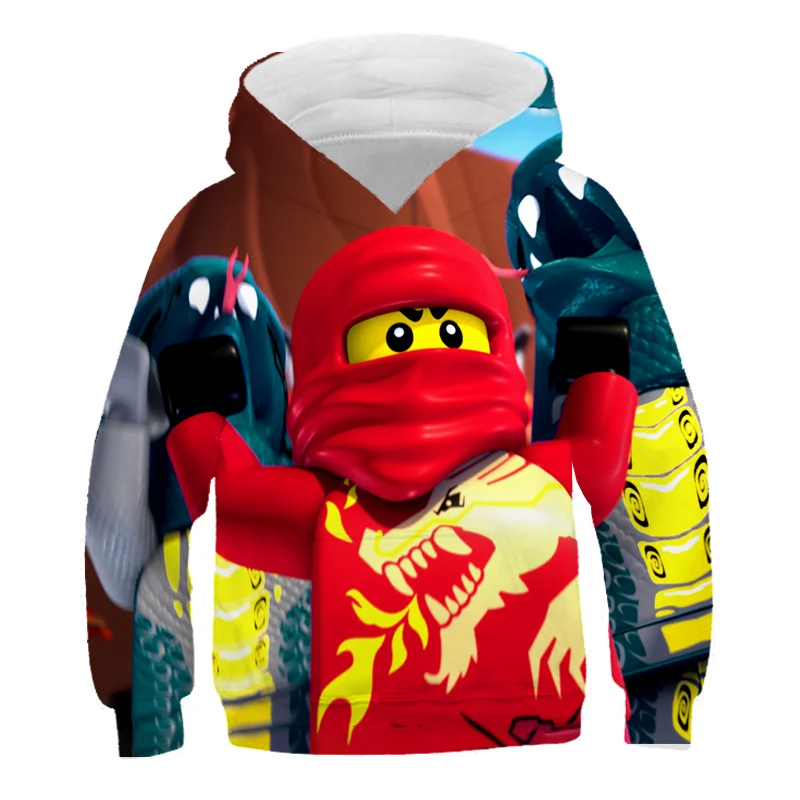 2021 New Toddler Baby Fun Cartoon Anime Hoodie Sweater Top Kids Boys Girls Casual Fashion Sports Jacket Lego Ninja HD Print