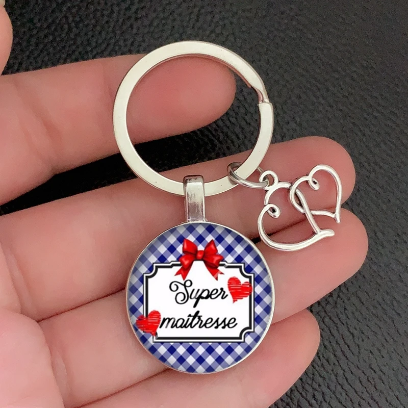 2020 / Teacher Thank You Text Keychain, Love Pendant Glass Pendant Keychain, High Quality Car Bag Keychain, Teacher\'s Day Gift