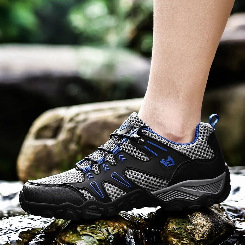 2025 New Summer Hiking Shoes Mens Breathable Trekking Footwear Large Size Casual Mesh Sneakers Water Shoes Light Sport Shoes 13