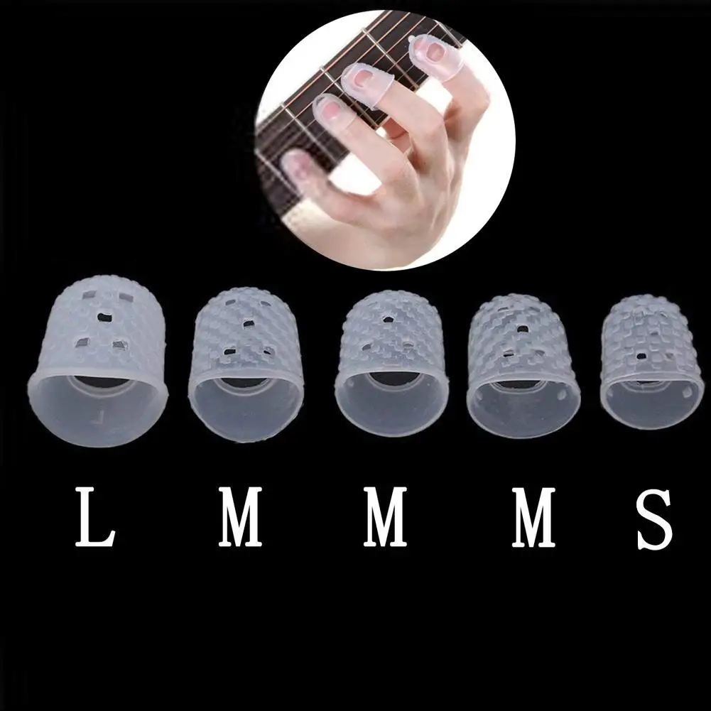 5pcs Silicone Guitar Finger Transparent Guitar Fingertip Protectors For Ukulele Guitar Non-slip Finger Guards Guitar Accessories