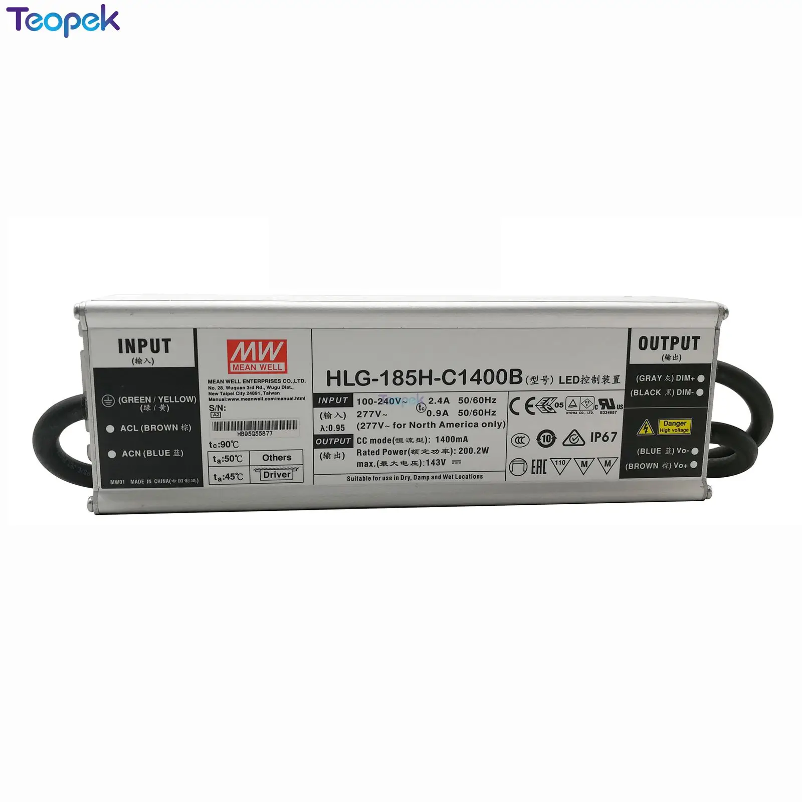 Original  MEAN WELL LPC-60-1400 HLG-100H-36B HLG-185H-C1400B Driver Power Supply For Cree CXB3590 CXA3050 LED