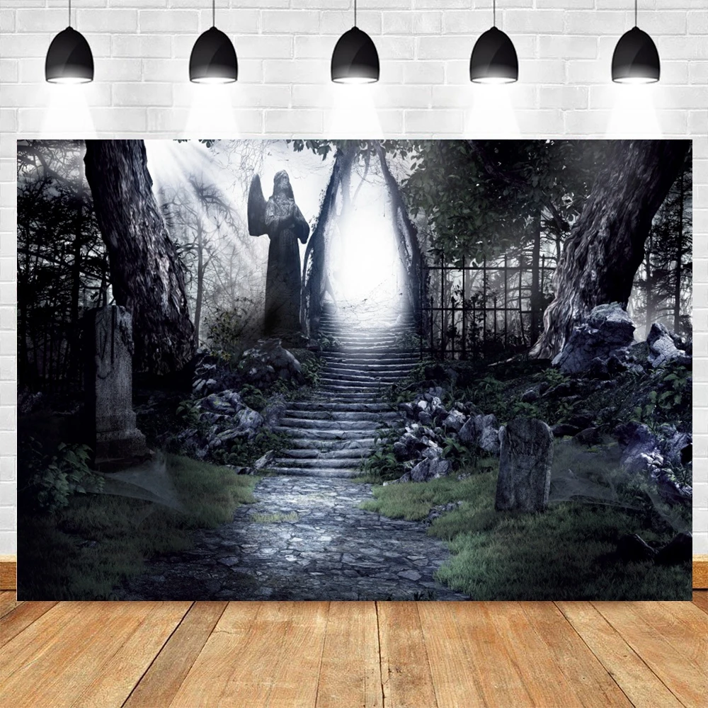 

Yeele Photocall Halloween Backdrop Terror Forest Tomb Baby Portrait Party Decor Photography Background Photo Studio Photographic