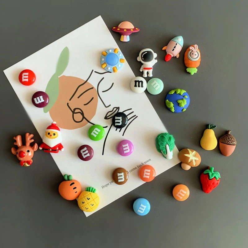 Cartoon Mini Magnet Refrigerator Series Set Animal Food Christmas Refrigerator Decoration Home Decorative Magnet Photo Wall