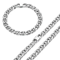 316L Stainless Steel Necklace Silver Color Marina Link Chain for Men Boy Punk Heavy Long Necklce Male Fashion Jewelry HN01A