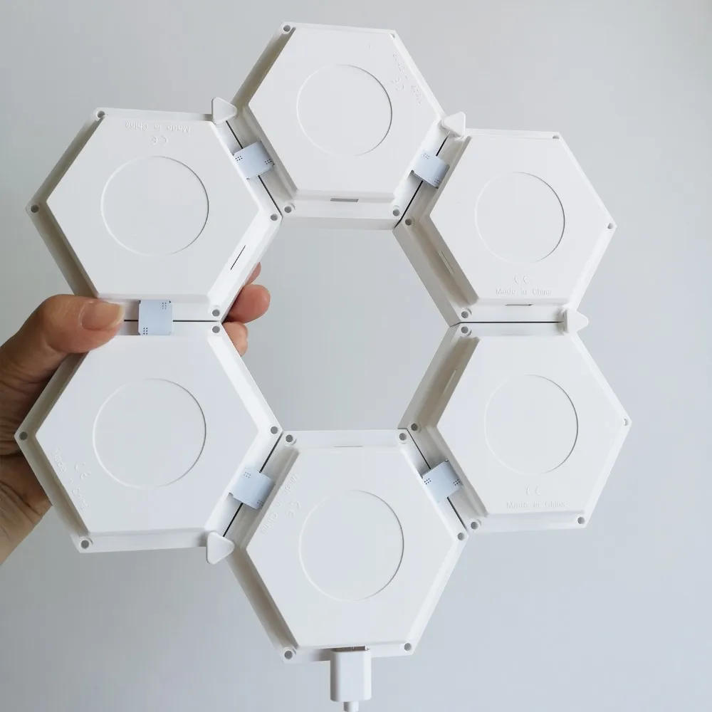 Hexagon moderno simples branco toque lâmpada de parede, fantasia iluminação interior, mesa luz da noite led para sala vivendo quarto decoração