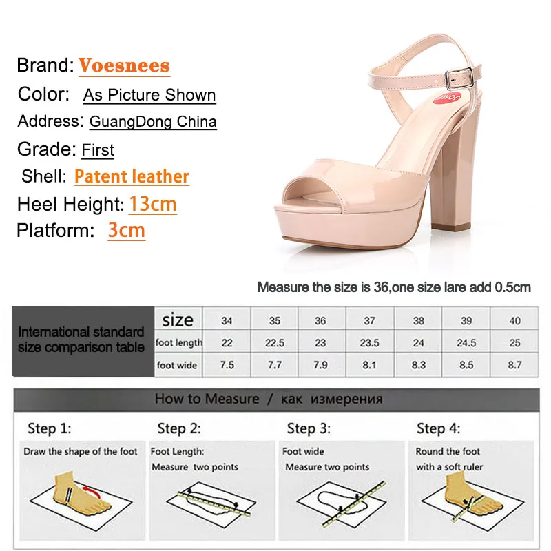 Voesnees Women Sandals 2021 Fashion Waterproof Platform 13CM Thick Heel Shoes Concise Buckle Strap Model Womens Sexy High Heels