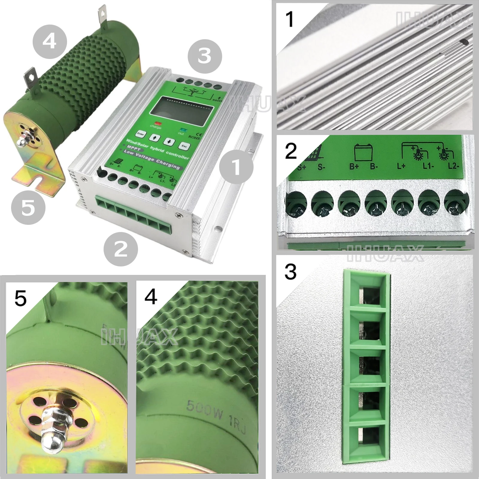 Controlador de descarga de carga Solar eólica, regulador de Booste automático de 1400W, MPPT, 12V y 24V, para turbina aerogeneradora, PV