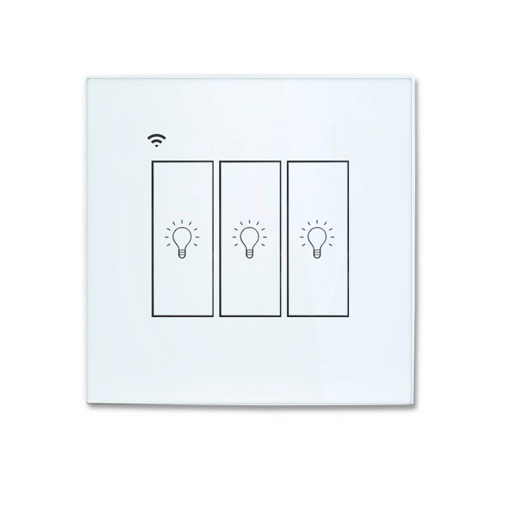 Tuya Wifi Smart Light Switch Glass Touch Panel Wireless App Remote Wall Switches Voice Control by Siri Alexa Google Home 3 Gang