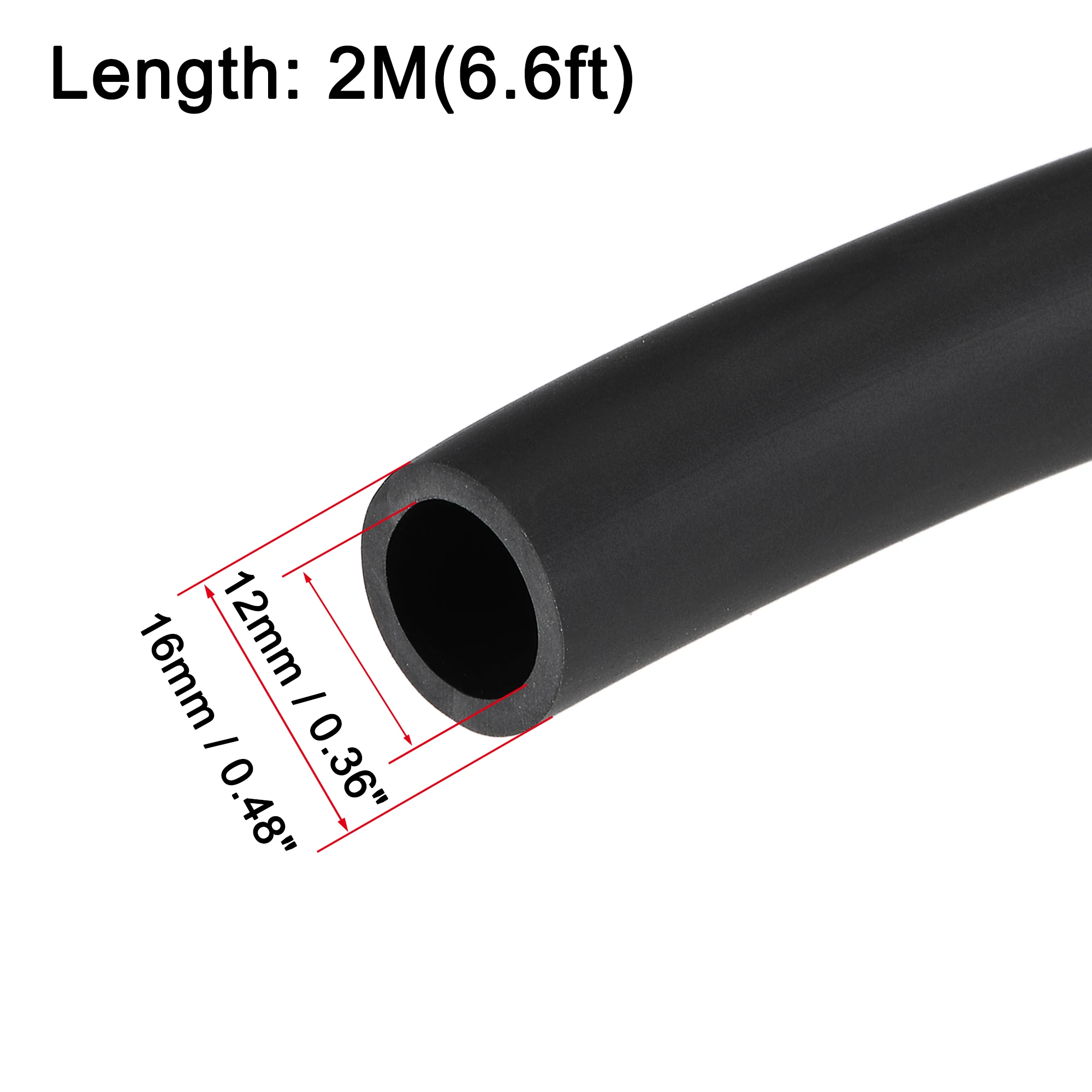 Uxcell 윤활 오일 호스 12mm ID 16mm OD 6.6ft 고무 워터 호스 검정, 4 클램프