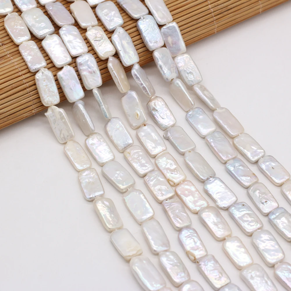 

Natural Freshwater Pearl Beads Irregular White Rectangle Shape Loose Beaded For Jewelry Making DIY Bracelet Necklace Accessories