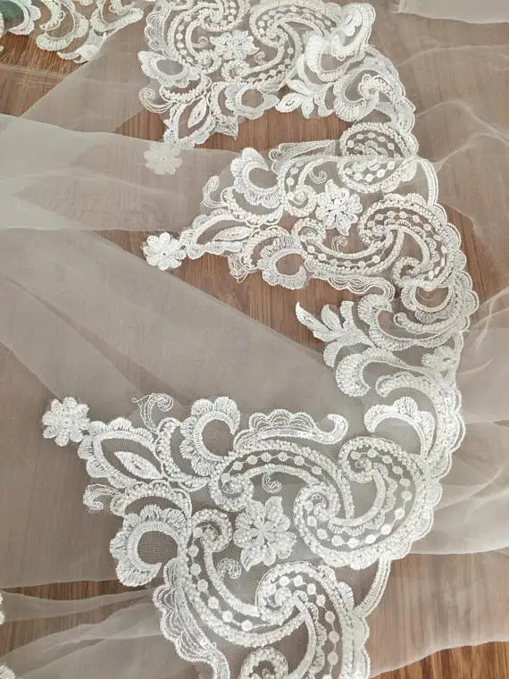 Wholesale Wedding Dress Flower Lace Trim DIY Veil Trim  Hat And Bridal Dress Hem 10 Yards