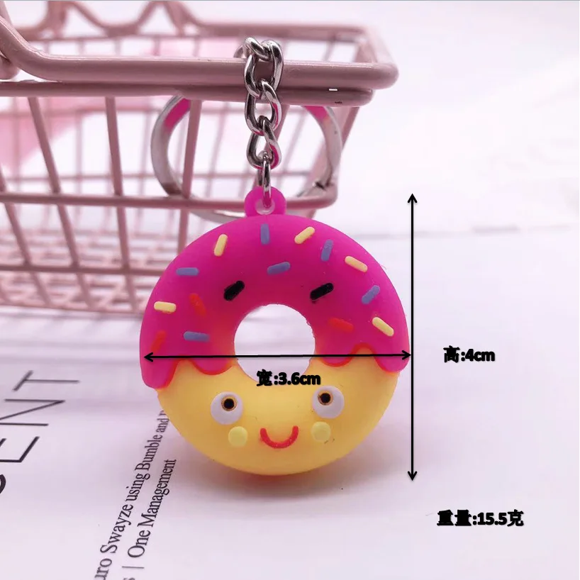 Cartoon Donut Keychain Food Dessert Children Keychain Schoolbag Backpack Key Chain Doll Pendant Jewelry Accessories