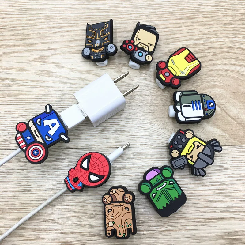 10 szt. Osłony na kabel USB Disney Organizer do zarządzania linią danych klips Protetor De Cabo zwijający kabel do iPhone Samsung Huawei