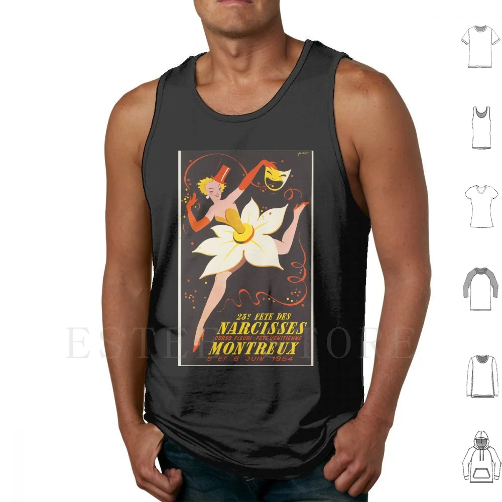 Noel Fortanet-23e Fête Des Narcisses , Montreux , 1954 , Art Deco Poster Tank Tops Vest Sleeveless 1920 1930 1920s 1930s Art
