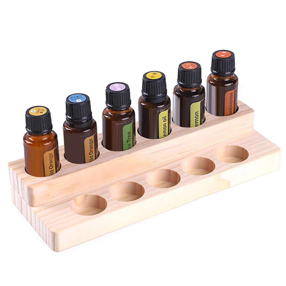 11 Compartments Essential Oil Display Stand Shelf Wooden Exquisite Rack With 11 Grooves Can Hold 15ml Bottles #W0