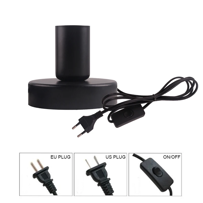 E27 Socket Vintage Metal Table Lamp Base Holder 220V EU US Plug Retro Night Lights Desk Lamps for Bedroom Living Room Decoration