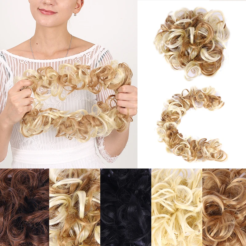 LUPU syntetyczny przyrząd do koka z włosów Messy Chignon z gumką Updo Donut Roller Scrunchie kawałki włosów dla kobiet High Temperture fibre