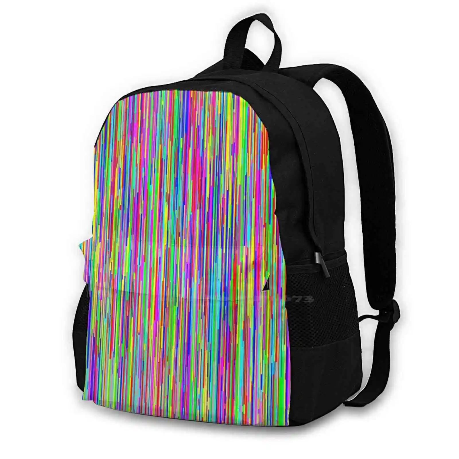 Vertical New Arrivals Unisex Bags Student Bag Backpack Abstraction Blue Color Yellow Pattern Darkgray Art Red Design Magenta