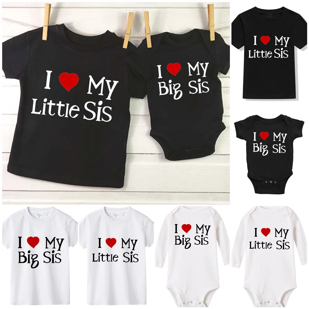 Brother Sister Family Shirts I Love My Sis I Love My Bro Sibling T-Shirts and Baby Bodysuits Family Matching Shirt Drop Shipping