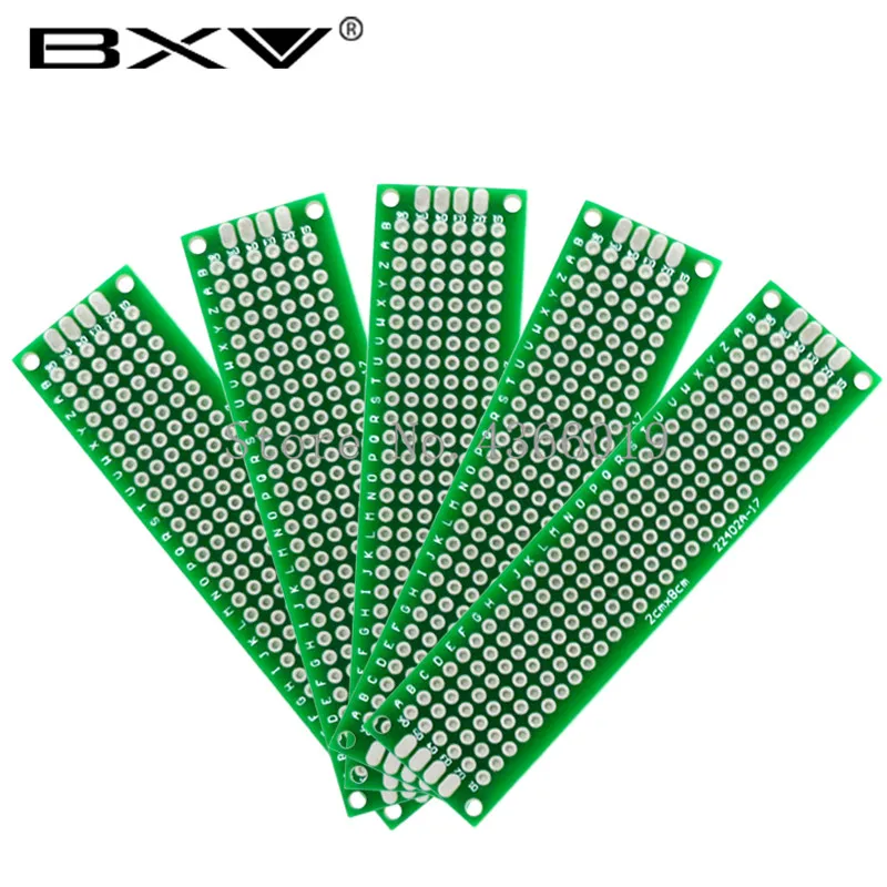 2*8 2*8cm PCB 2x8 2x8cm PCB Double Side Prototype PCB diy Universal Printed Circuit Board Green