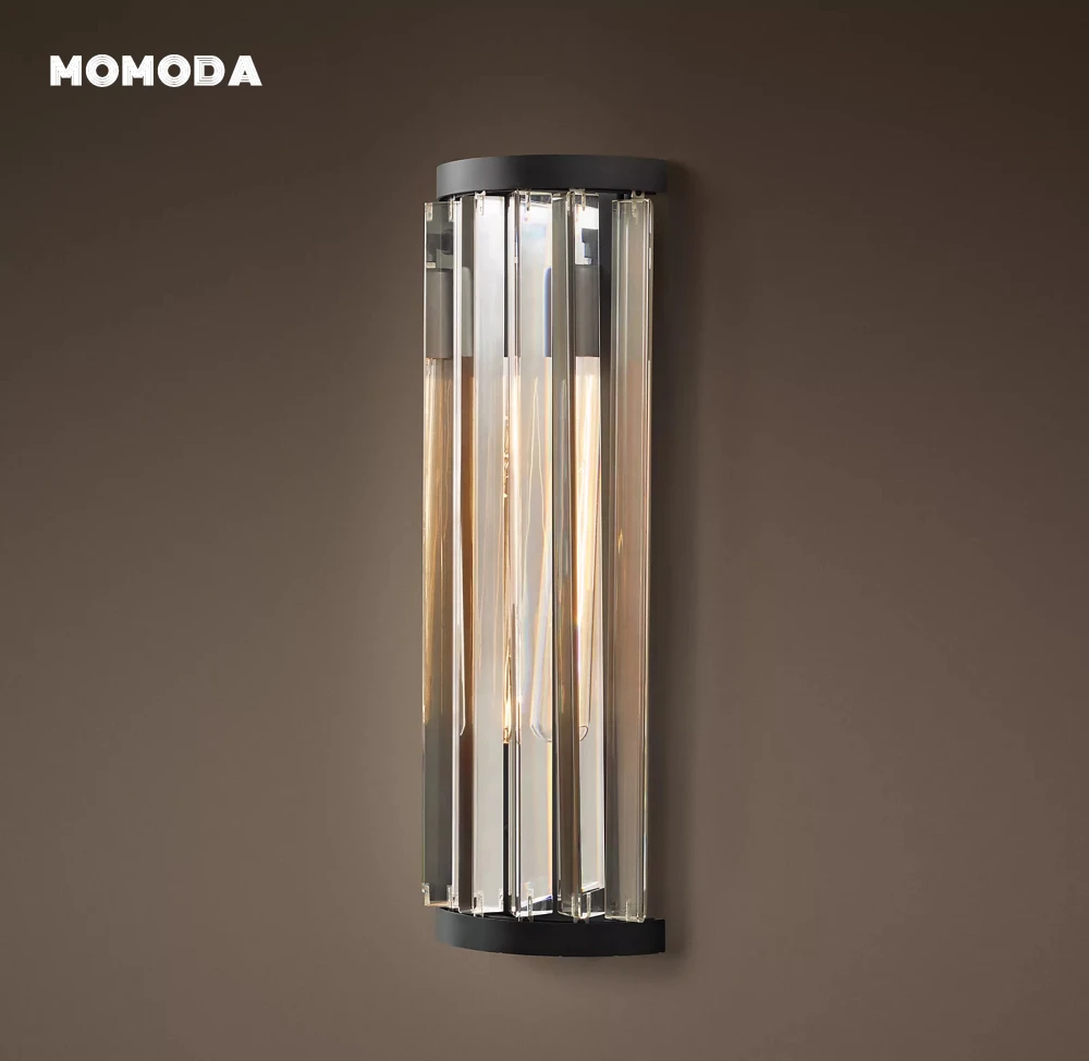 Imagem -02 - Modern Retro Led Welles Sconce Clear Smoke Crystal Black Metal Wall Lamps Quarto Sala de Estar Banheiro Iluminação Interior