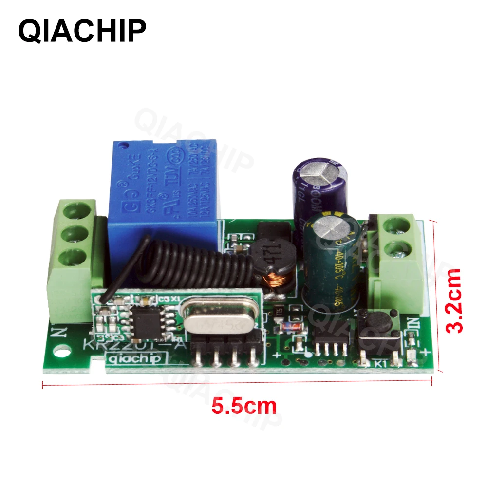 QIACHIP 433 MHz AC 110V 220V 1 CH bezprzewodowy moduł łącznik przekaźnikowy odbiornik zdalnego sterowania kontroler lampa ledowa 433.92 MHz