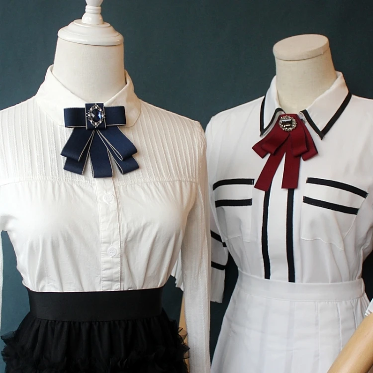 Korean Band Perle Fliege Broschen für Frauen Kristall Strass Krawatte Pins männer Anzug Hemd Collor Kleidung Zubehör – Detail 12