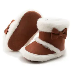 Baby Shoes Newborn Warm Winter Booties Christmas Socks Cute Bow Fleece Snow Boot Soft Toddler Boys Girls Anti-slip Crib Shoes