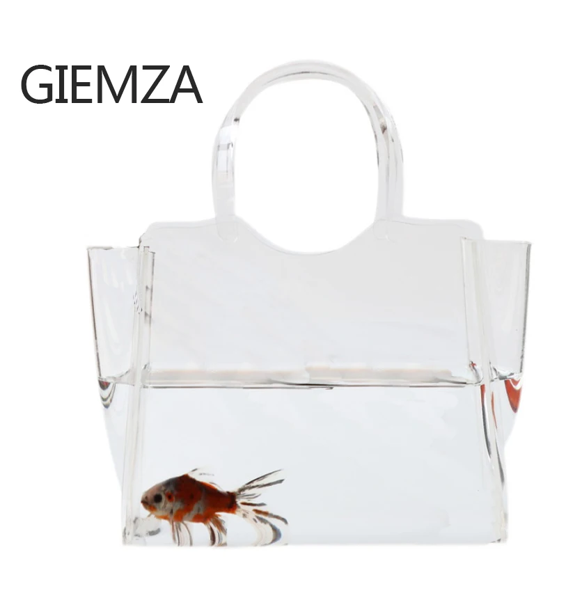 GIEMZA Nordic Transparent Acrylic Fashion Women\'s Bag Vase Shopping Basket Decoration Light Luxury Living Room Fish Tank Flower