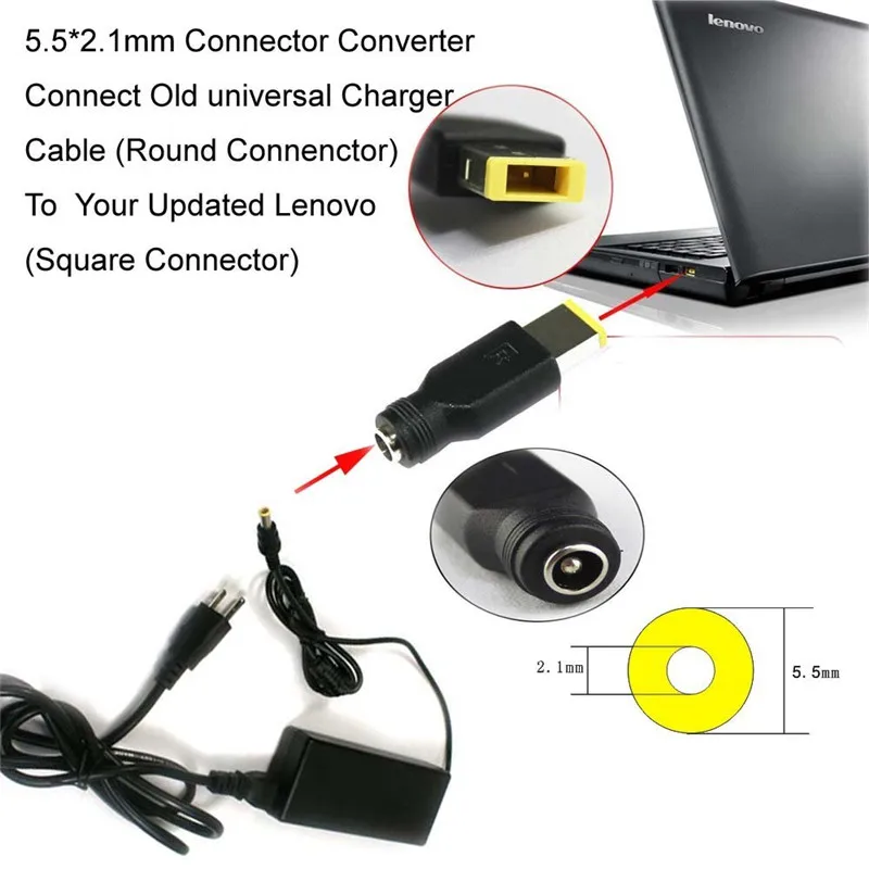 5.5*2.1mm Power Tip Adapter Connector Converter For Lenovo Ideapad Yoga11 11s, 13 2 Pro Flex 14 15 ThinkPad Helix x240 Carbon X1