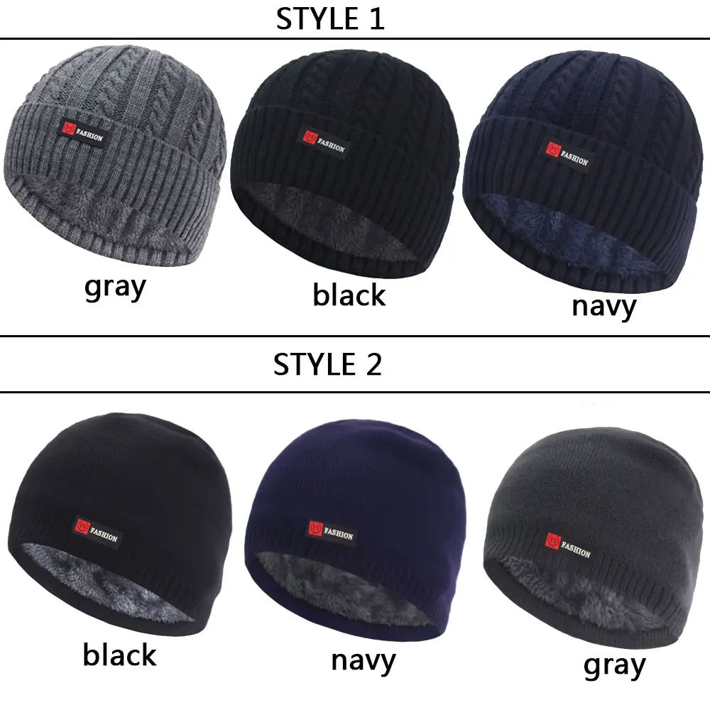 Marke Skullies Mützen Männer Winter Hüte Für Männer Kappe Frauen Winter Gestrickte Hut Männlich Warme Dicke Gorro Motorhaube Pelz Stricken Beanie Hut Kappe – Detail 2