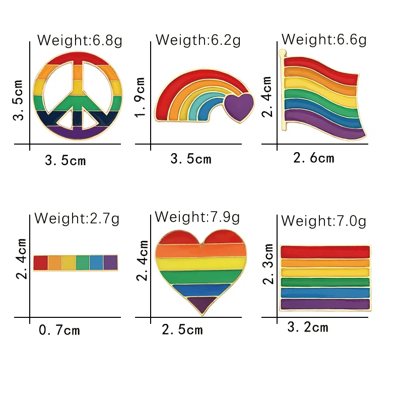 LGBT Design Rainbow Heart Enamel Pins Creative Pride Flag Peace Sign Pin Clothes Lapel Badges Brooch Friendship Jewelry Gifts
