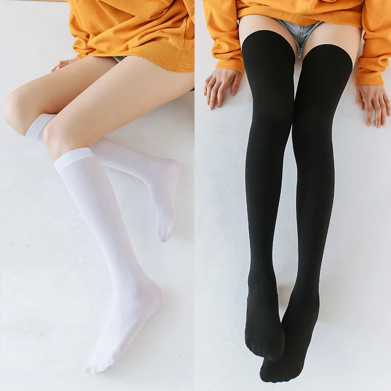 Women Thigh High Socks White Black Striped Stockings Black Over Knee Stockings for School Girls Ladies Long Stocking Knee Socks