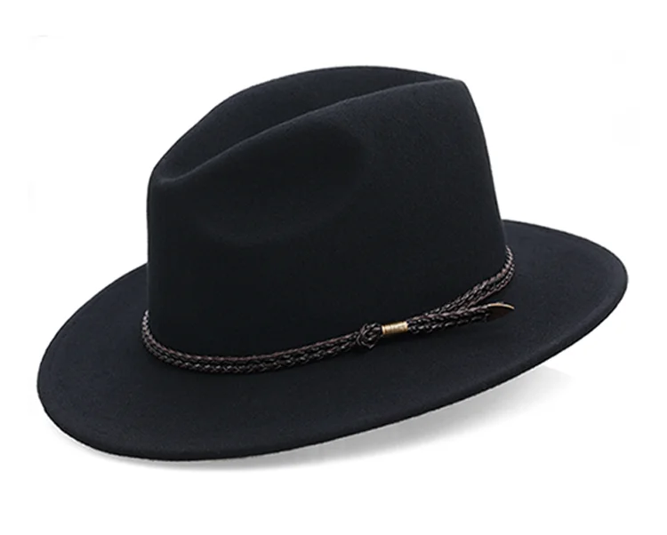 X4016 Waterproof Wool Hat Wide Brim Cowboy Felt Hat British Retro Knight Hat Unisex Wool Fedora Hats Cloche Wool Felt Hat