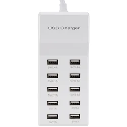 10 Ports Multiple USB Charger Fast Charging 50W Multi Wall Charger Power Adapter For iPhone Samsung Xiaomi Mobile Phone Charger