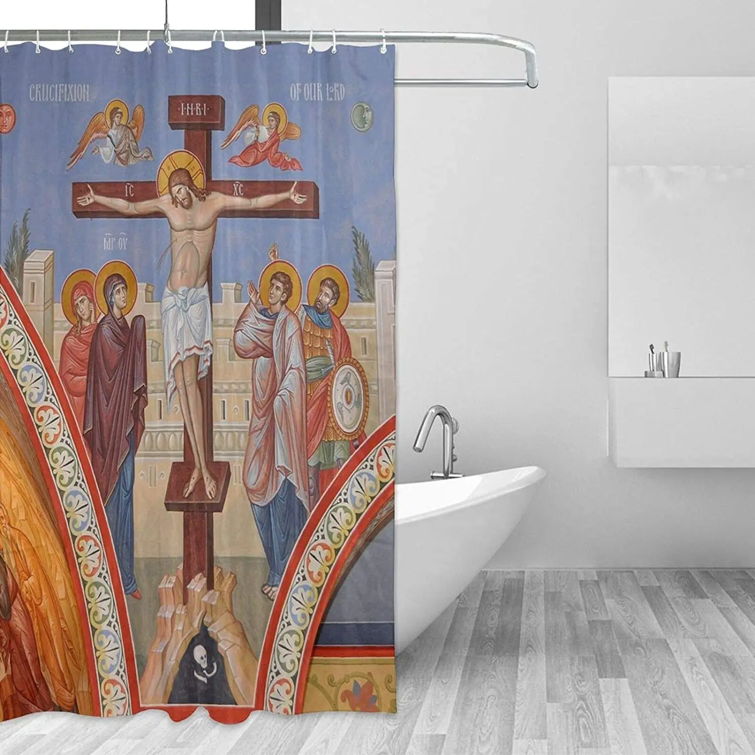 Jesus Crucifixion Full Orthodox Church Shower Curtain For Contemporary Bathroom Decor Accessories